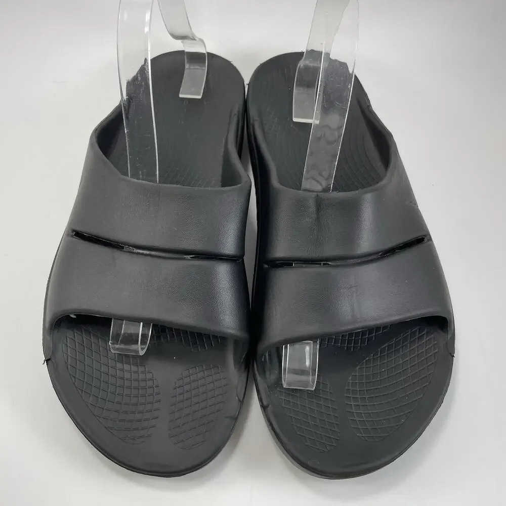 Oofos Ooahh Slide Sandals Mens Size 10 Black Comfort Recovery Shoes, Womens 12